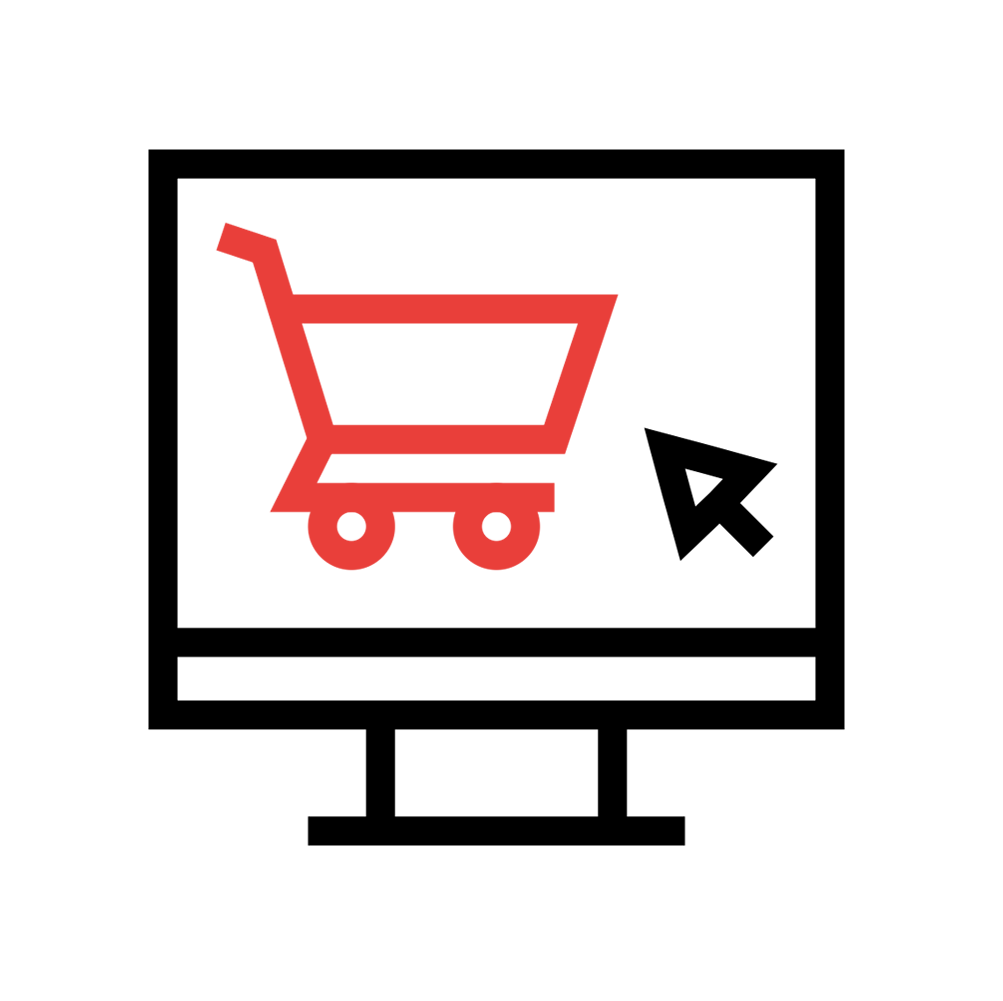 web site sketch with shopping cart icon